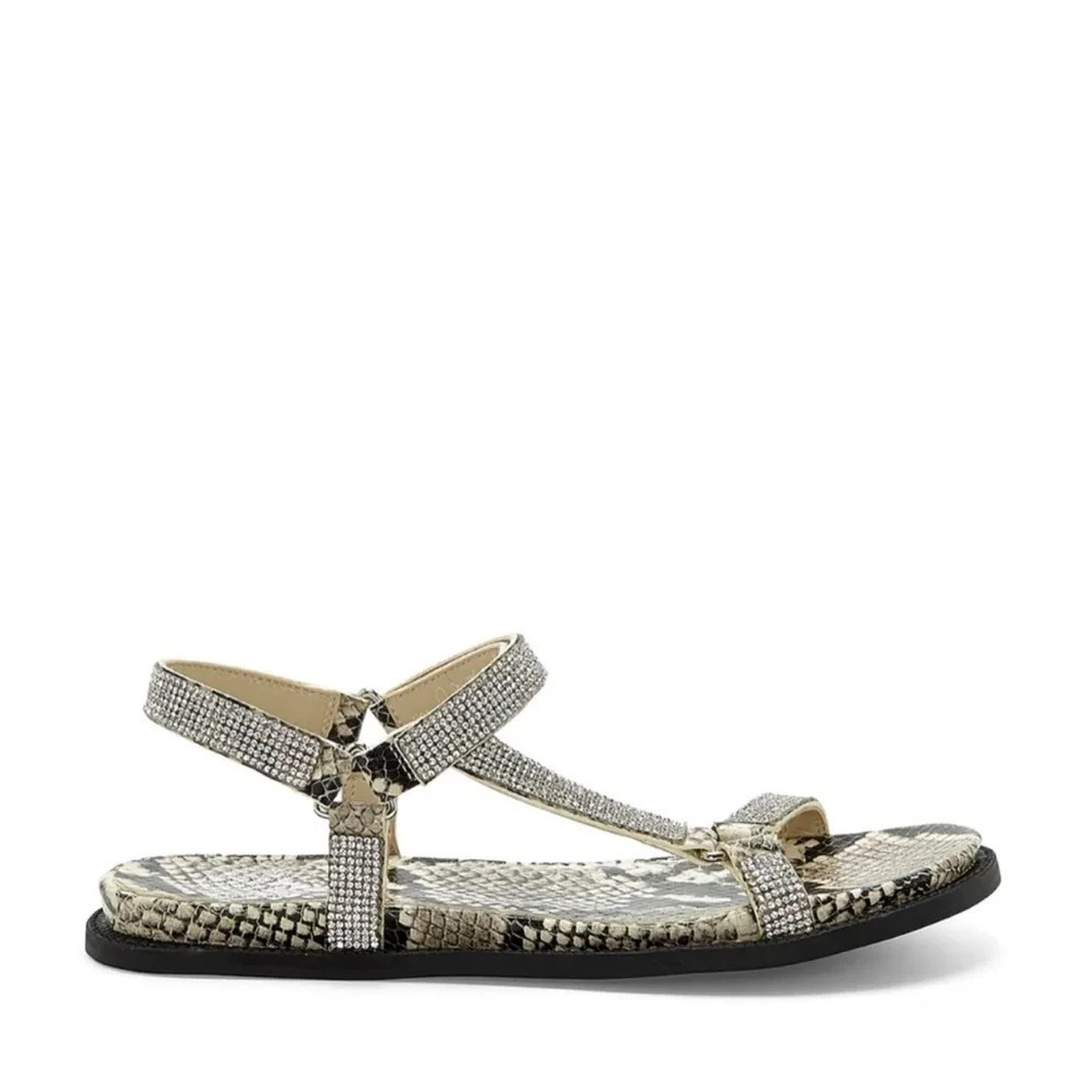New Vince Camuto Arabelem Sandal Natural Snake leather crystal gem jeweled strap - Picture 2 of 14